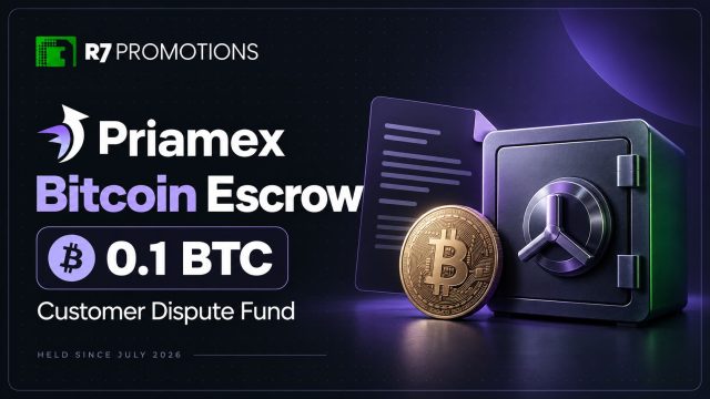 PriamEx 0.1 BTC customer dispute escrow held by R7 Promotions.