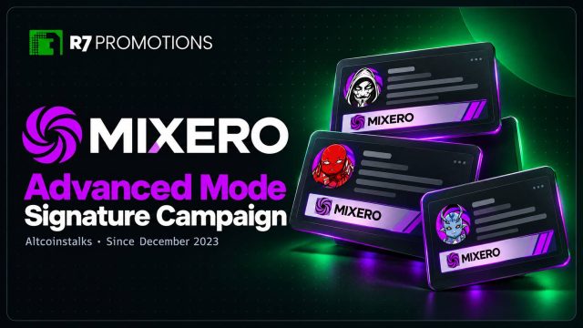 Mixero Advanced Mode signature campaign with purple forum signatures and campaign avatars.
