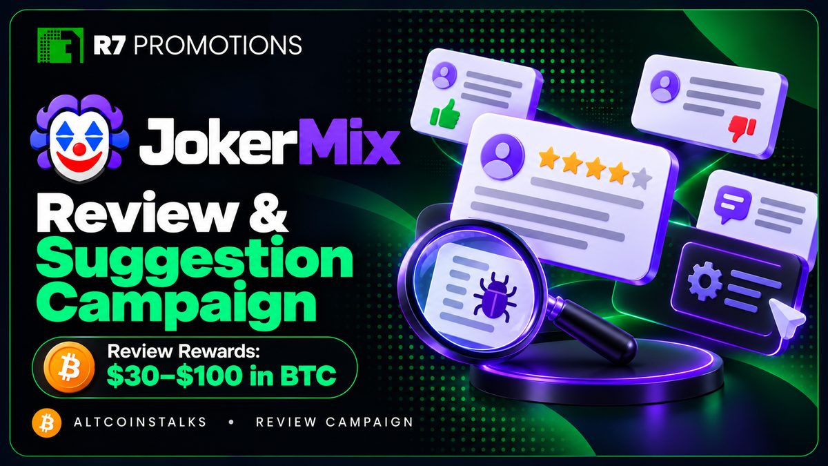 JokerMix community review campaign with BTC rewards up to $100.