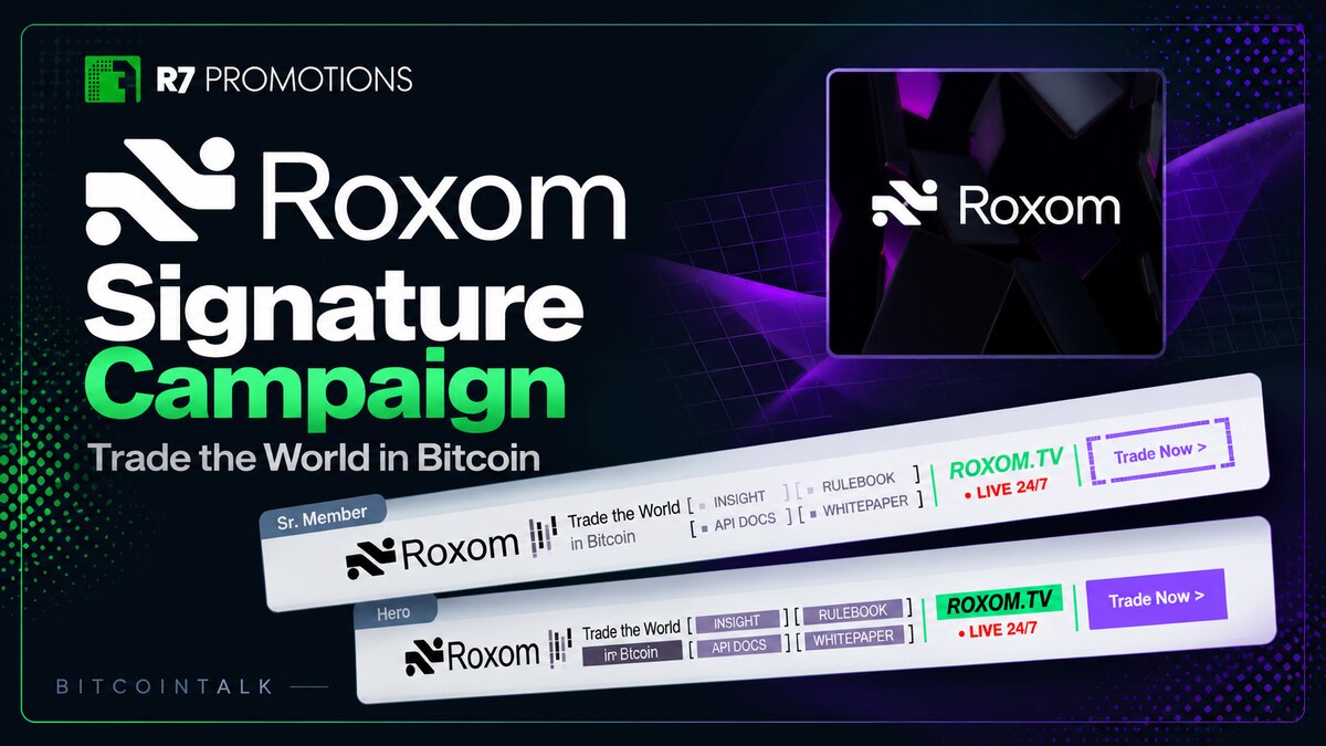 Roxom’s Bitcointalk signature campaign managed by R7 Promotions.