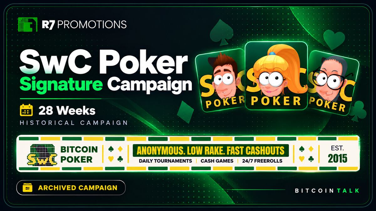 SwC Poker’s poker-focused Bitcointalk signature campaign.