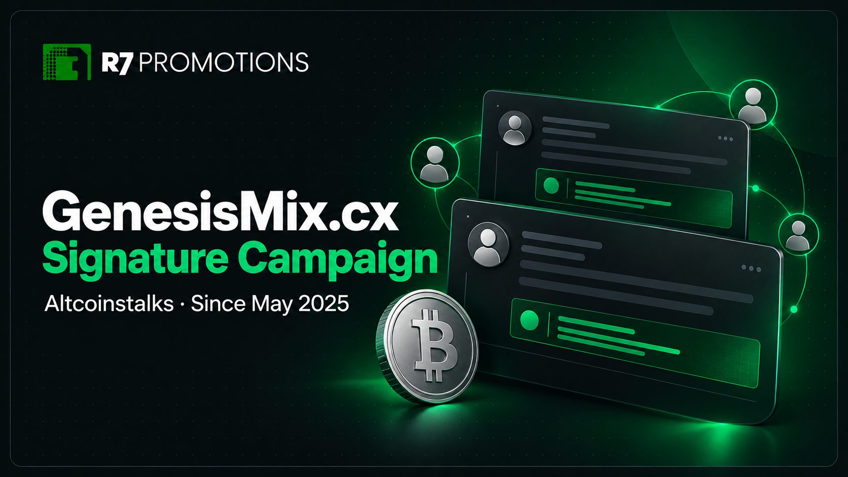 GenesisMix.cx Altcoinstalks signature campaign with branded forum post graphics.