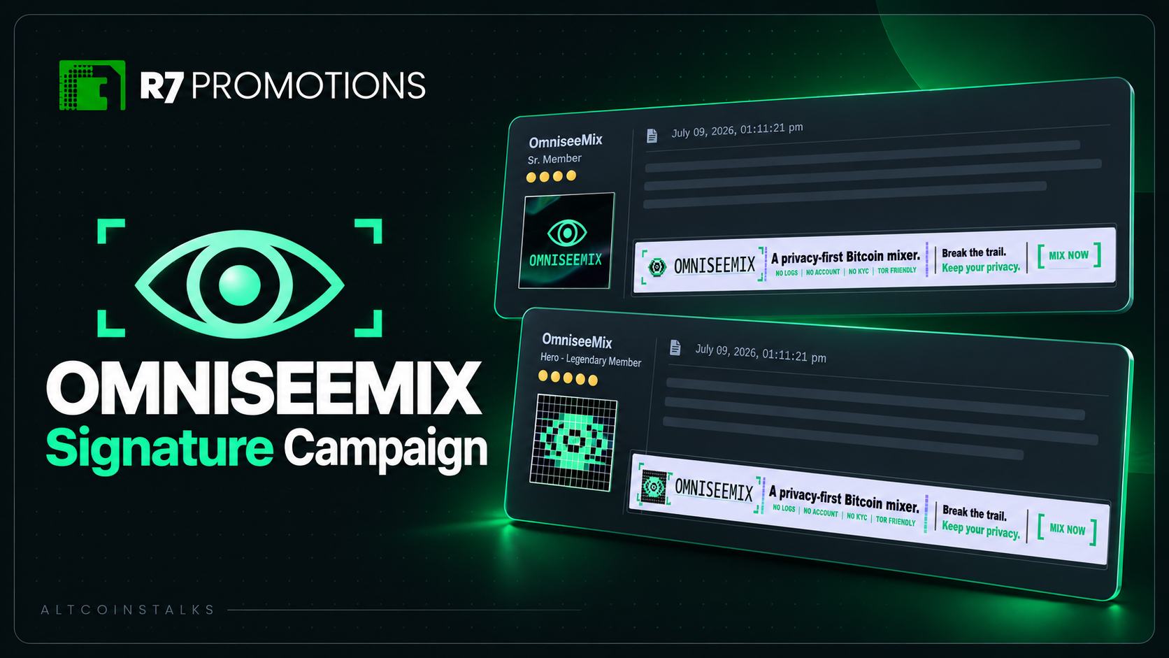 OmniseeMix signature and avatar previews for its Altcoinstalks campaign.