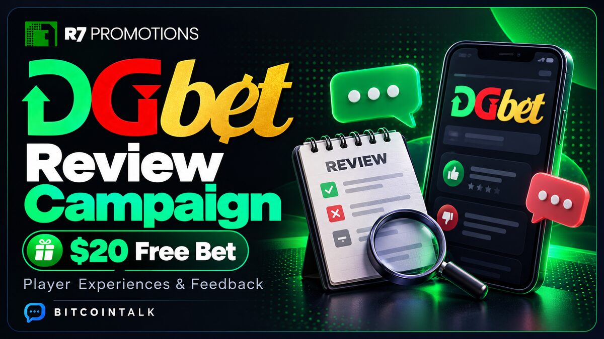 DGbet’s Bitcointalk review campaign featuring a $20 free-bet offer.
