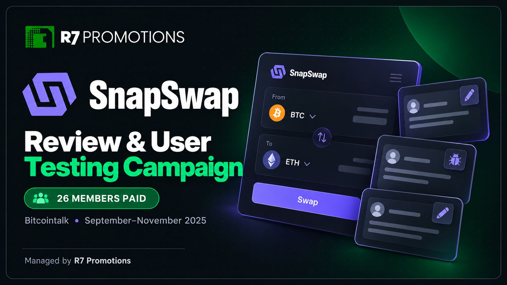 SnapSwap review and user testing campaign managed by R7 Promotions.
