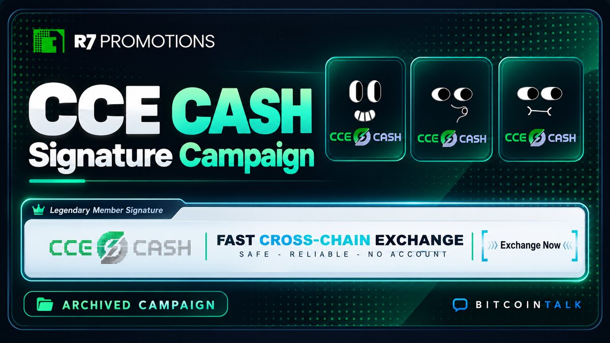 CCE CASH’s Bitcointalk signature campaign managed by R7 Promotions.