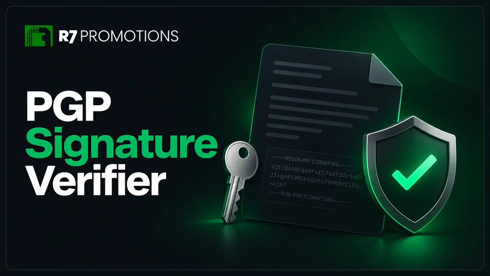 R7 PGP Signature Verifier with a public key and verification shield.