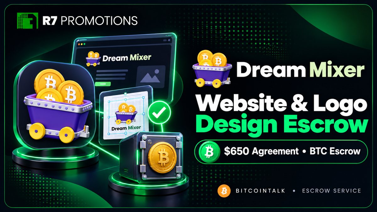 Bitcoin escrow for Dream Mixer’s website and logo redesign.