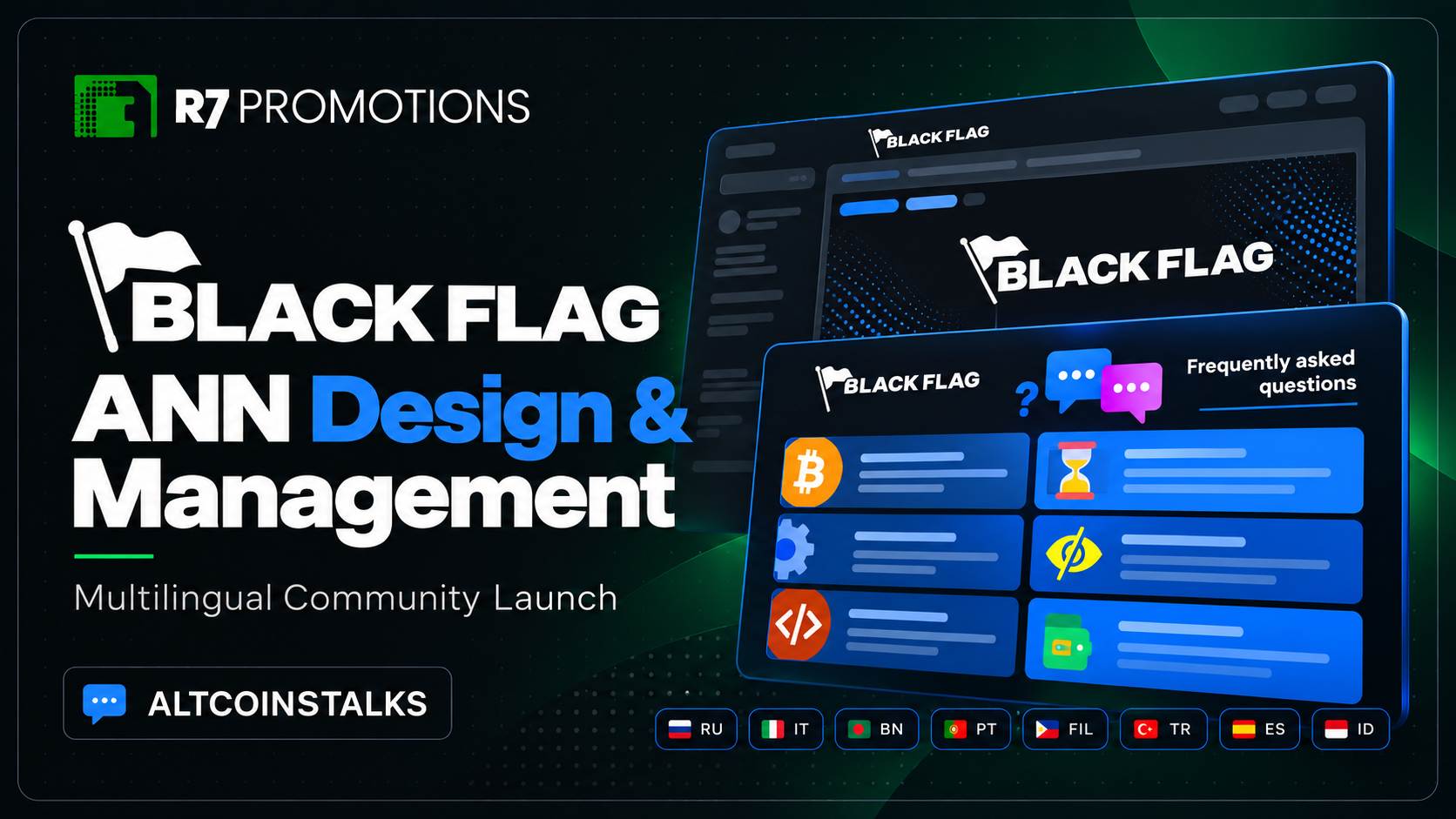 BlackFlag multilingual ANN design and management on Altcoinstalks.